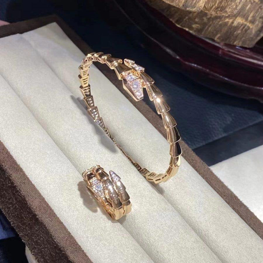 [⭐Haelin Jewelry]SERPENTI BRACELET DIAMONDS PINK GOLD