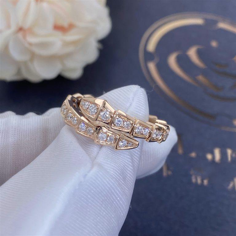 [⭐Haelin Jewelry]SERPENTI RING PINK GOLD DIAMOND PAVED 4MM