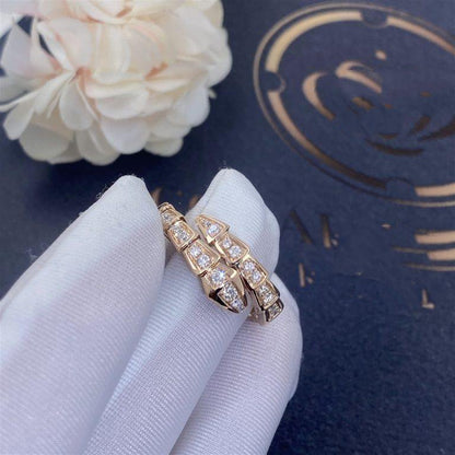 [⭐Haelin Jewelry]SERPENTI RING PINK GOLD DIAMOND PAVED 4MM