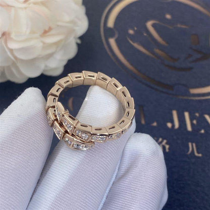 [⭐Haelin Jewelry]SERPENTI RING PINK GOLD DIAMOND PAVED 4MM