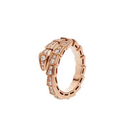 [⭐Haelin Jewelry]SERPENTI RING PINK GOLD DIAMOND PAVED 4MM