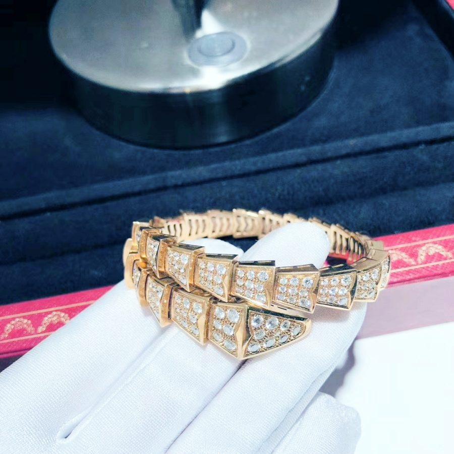 [⭐Haelin Jewelry]SERPENTI BRACELET 8MM PINK GOLD DIAMOND