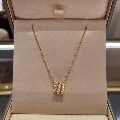 [⭐Haelin Jewelry]SERPENTI PINK GOLD NECKLACE DOUBLE RING DIAMOND