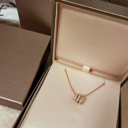 [⭐Haelin Jewelry]SERPENTI PINK GOLD NECKLACE DOUBLE RING DIAMOND