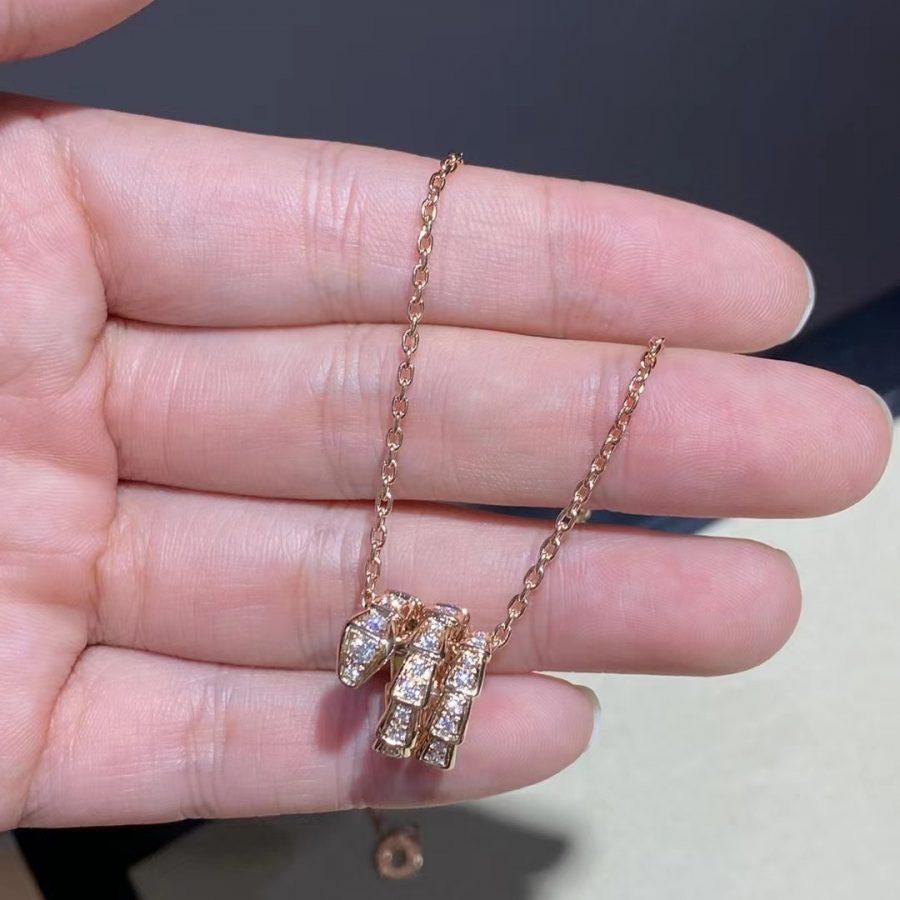 [⭐Haelin Jewelry]SERPENTI PINK GOLD NECKLACE DOUBLE RING DIAMOND