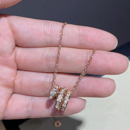 [⭐Haelin Jewelry]SERPENTI PINK GOLD NECKLACE DOUBLE RING DIAMOND