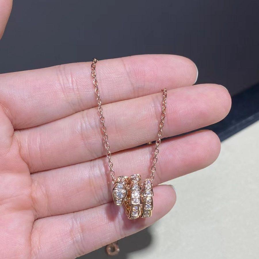 [⭐Haelin Jewelry]SERPENTI PINK GOLD NECKLACE DOUBLE RING DIAMOND