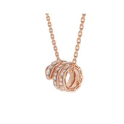 [⭐Haelin Jewelry]SERPENTI PINK GOLD NECKLACE DOUBLE RING DIAMOND