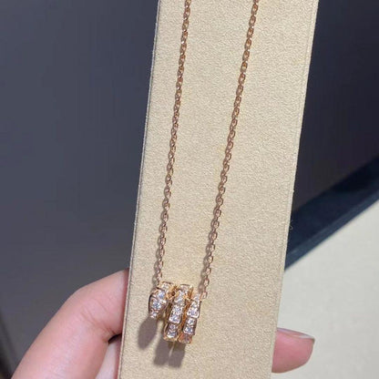 [⭐Haelin Jewelry]SERPENTI PINK GOLD NECKLACE DOUBLE RING DIAMOND
