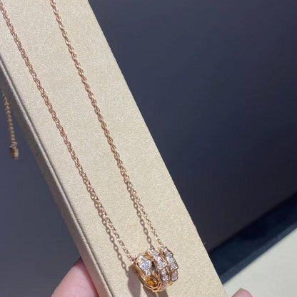 [⭐Haelin Jewelry]SERPENTI PINK GOLD NECKLACE DOUBLE RING DIAMOND