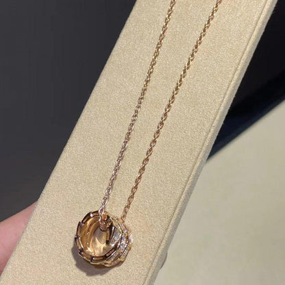 [⭐Haelin Jewelry]SERPENTI PINK GOLD NECKLACE DOUBLE RING DIAMOND