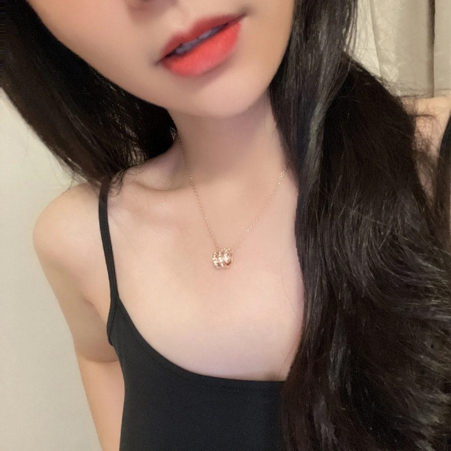 [⭐Haelin Jewelry]SERPENTI PINK GOLD NECKLACE DOUBLE RING DIAMOND