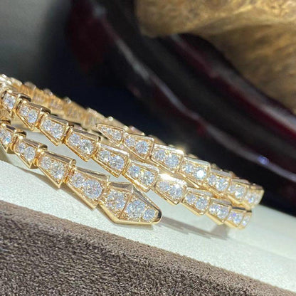 [⭐Haelin Jewelry]SERPENTI BRACELET GOLD DIAMOND DOUBLE ROW