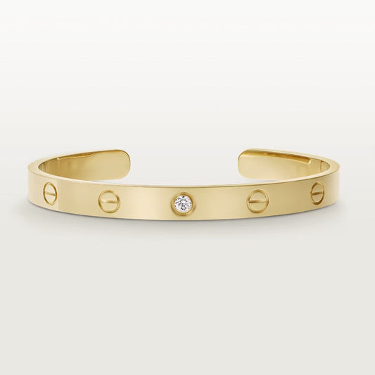 [⭐Haelin Jewelry]LOVE BRACELET 6.1MM 1 DIAMOND OPEN CUFF
