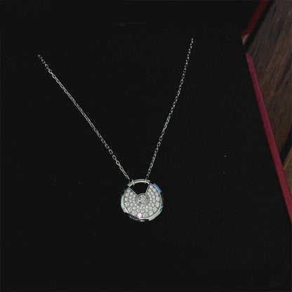 [⭐Haelin Jewelry]AMULETTE SILVER FULL DIAMOND NECKLACE
