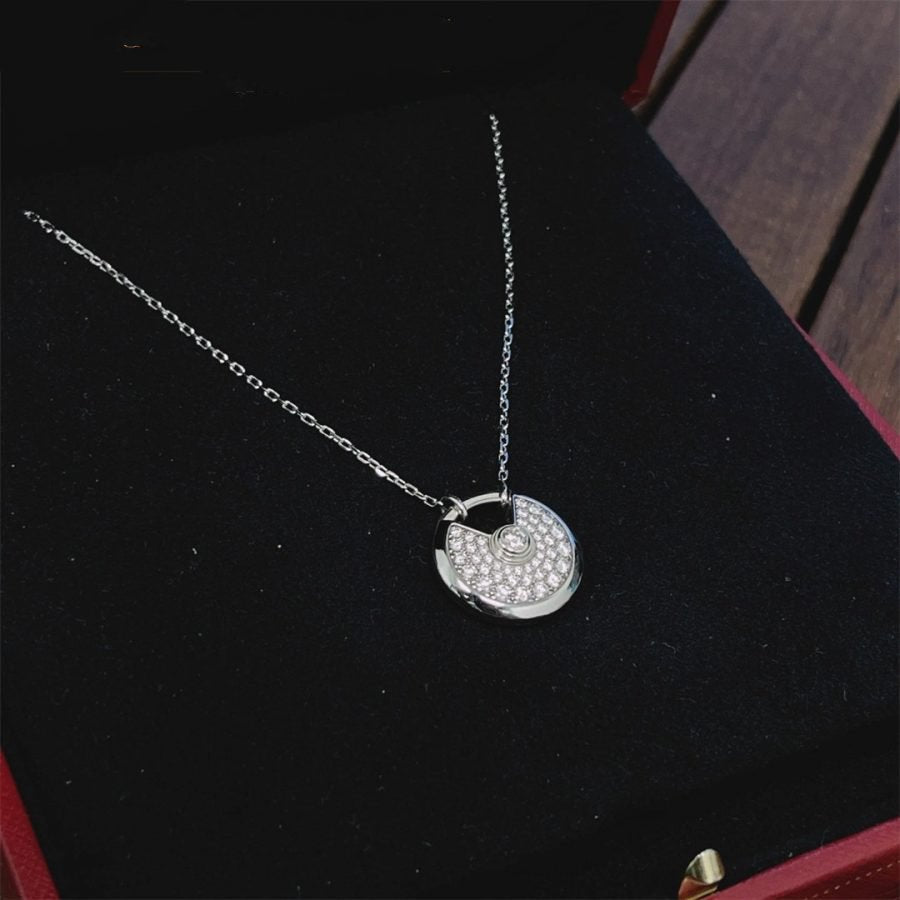 [⭐Haelin Jewelry]AMULETTE SILVER FULL DIAMOND NECKLACE