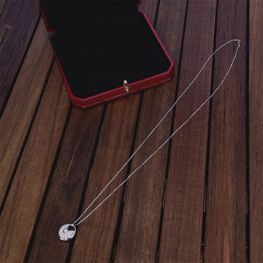 [⭐Haelin Jewelry]AMULETTE SILVER FULL DIAMOND NECKLACE