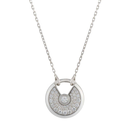 [⭐Haelin Jewelry]AMULETTE SILVER FULL DIAMOND NECKLACE