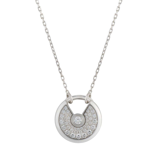 [⭐Haelin Jewelry]AMULETTE SILVER FULL DIAMOND NECKLACE