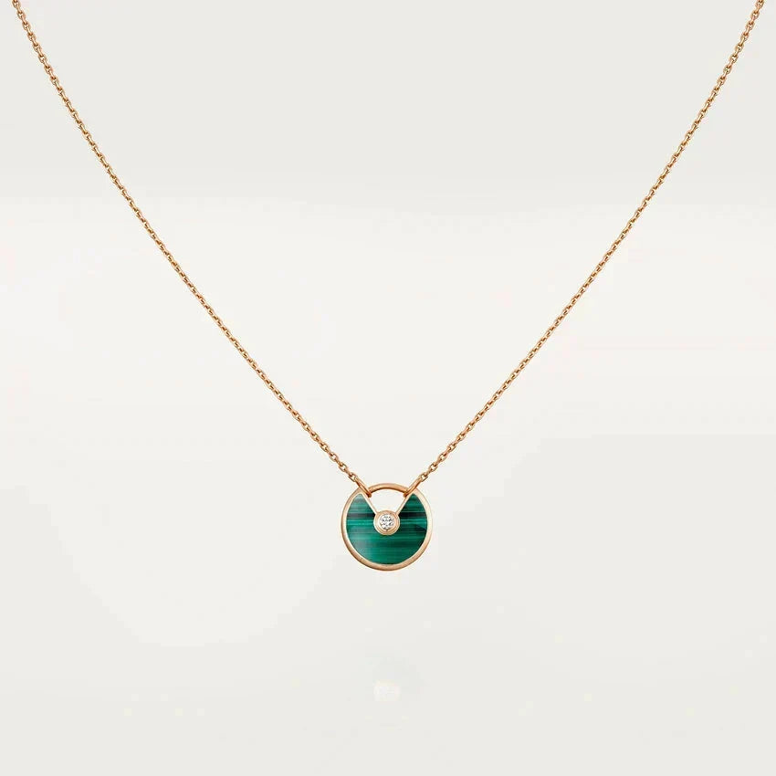 [⭐Haelin Jewelry]AMULETTE ROSE GOLD MALACHITE NECKLACE