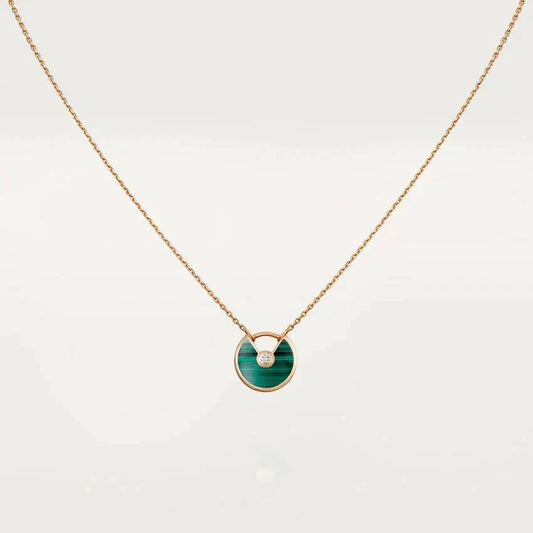 [⭐Haelin Jewelry]AMULETTE ROSE GOLD MALACHITE NECKLACE