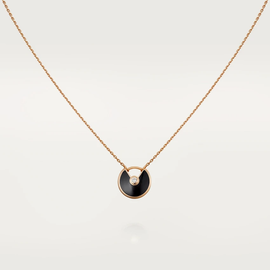 [⭐Haelin Jewelry]AMULETTE ROSE GOLD ONYX NECKLACE
