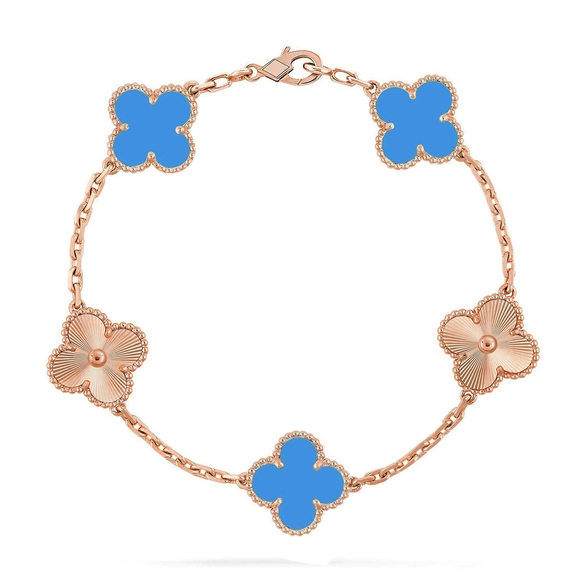 [⭐Haelin Jewelry] CLOVER 5 MOTIF BLUE AGATE BRACELET COLLECTION