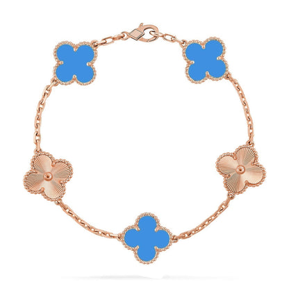 [⭐Haelin Jewelry] CLOVER 5 MOTIF BLUE AGATE BRACELET COLLECTION