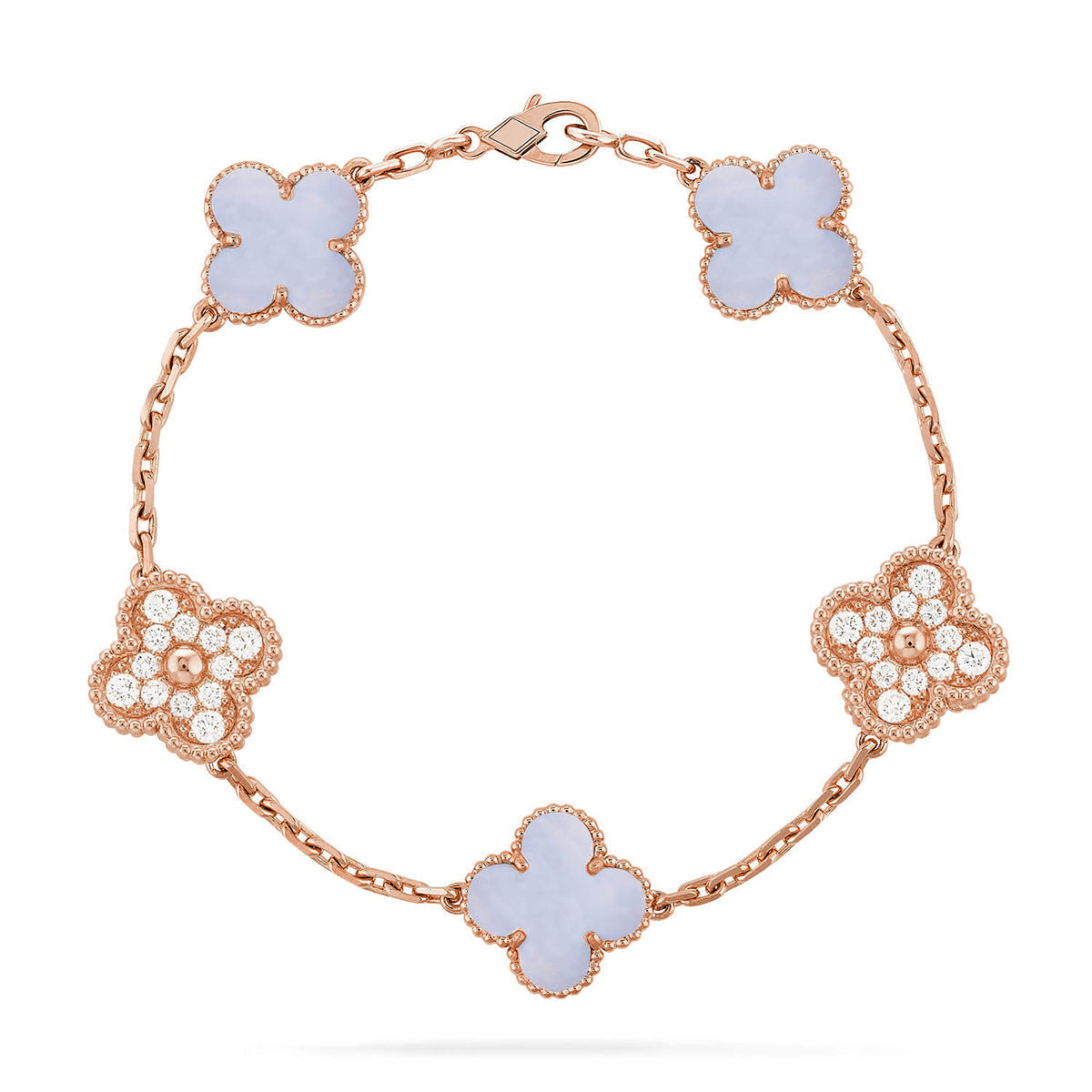 [⭐Haelin Jewelry] CLOVER 5 MOTIF PURPLE CHALCEDONY BRACELET COLLECTION