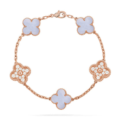 [⭐Haelin Jewelry] CLOVER 5 MOTIF PURPLE CHALCEDONY BRACELET COLLECTION