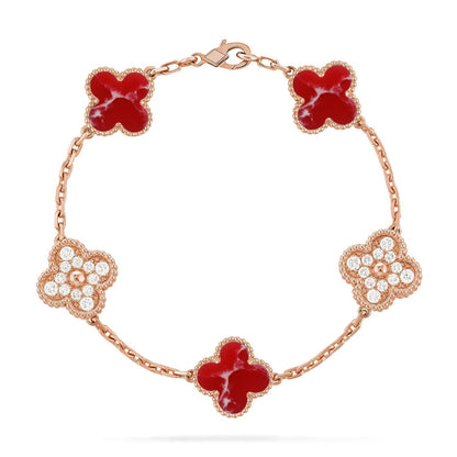 [⭐Haelin Jewelry]CLOVER 5 MOTIF RED PATTERN BRACELET COLLECTION