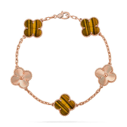 [⭐Haelin Jewelry] CLOVER 5 MOTIFS TIGER EYE BRACELET COLLECTION