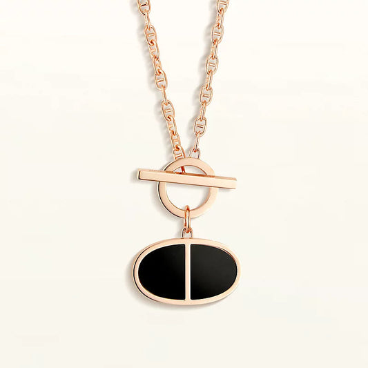 [⭐Haelin Jewelry]CHAINE VERSO BLACK CERAMIC NECKLACE