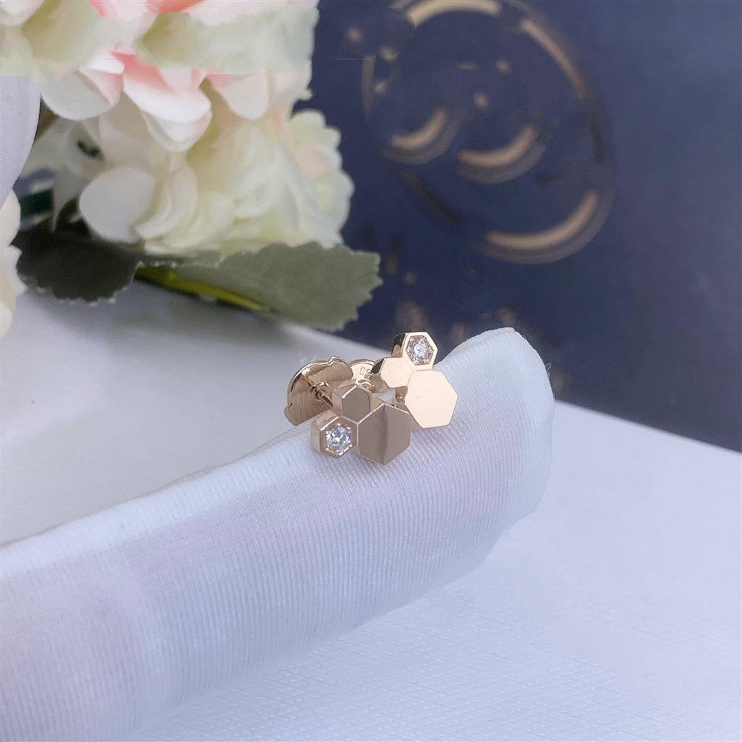[⭐Haelin Jewelry]BEE LOVE PINK GOLD DIAMOND EARRINGS