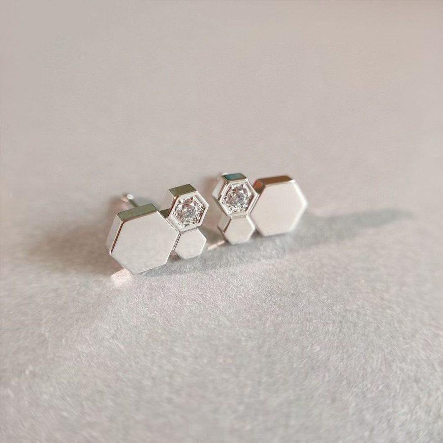 [⭐Haelin Jewelry]BEE LOVE SILVER DIAMOND EARRINGS