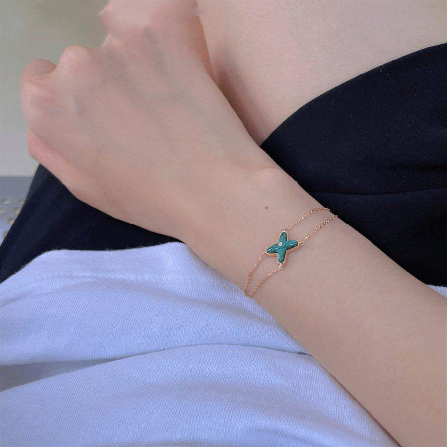 [⭐Haelin Jewelry]JEUX BRACELET MALACHITE PINK GOLD 1 DIAMOND