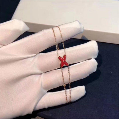 [⭐Haelin Jewelry]JEUX BRACELET CARNELIAN PINK GOLD 1 DIAMOND