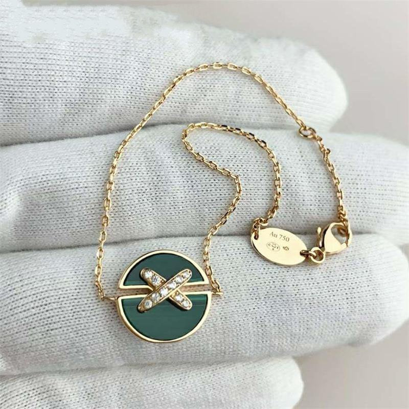 [⭐Haelin Jewelry]JEUX DE BRACELET MALACHITE PINK GOLD DIAMONDS