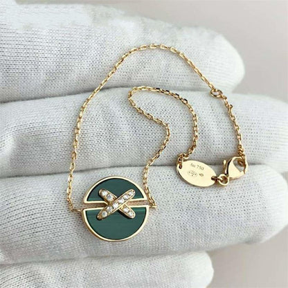 [⭐Haelin Jewelry]JEUX DE BRACELET MALACHITE PINK GOLD DIAMONDS