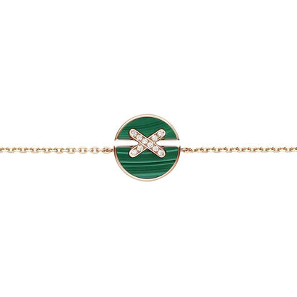 [⭐Haelin Jewelry]JEUX DE BRACELET MALACHITE PINK GOLD DIAMONDS