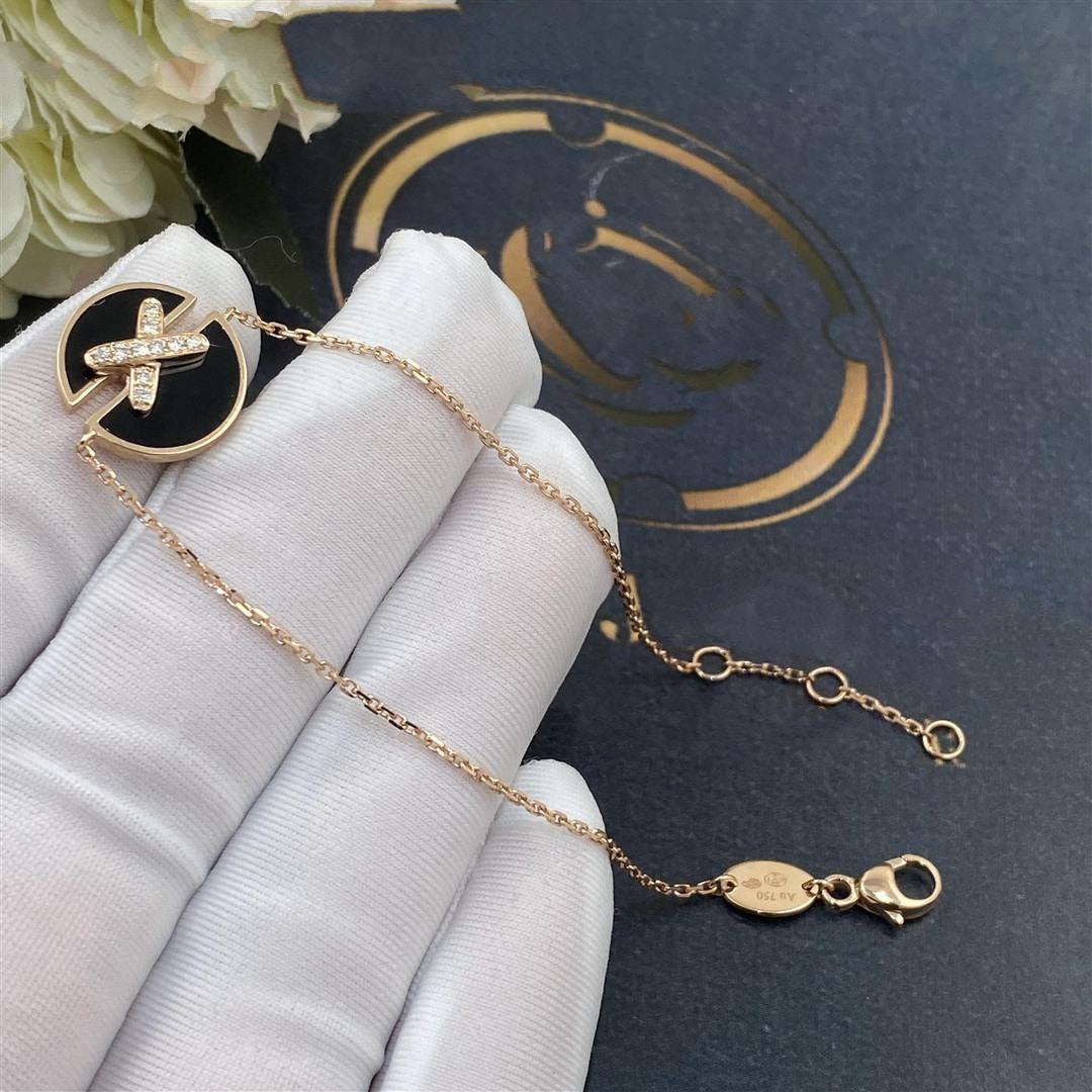 [⭐Haelin Jewelry]JEUX DE BRACELET ONYX PINK GOLD DIAMOND