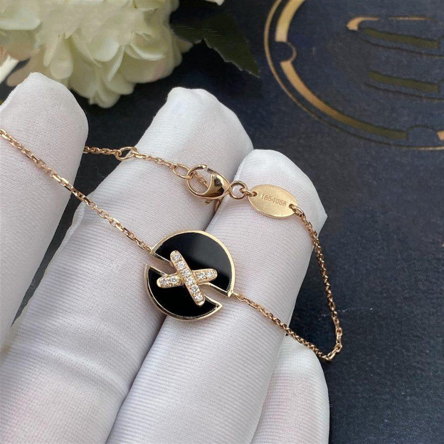 [⭐Haelin Jewelry]JEUX DE BRACELET ONYX PINK GOLD DIAMOND