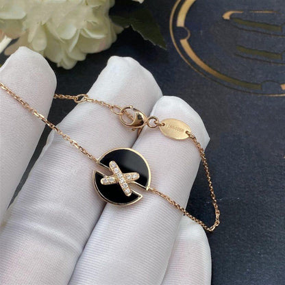 [⭐Haelin Jewelry]JEUX DE BRACELET ONYX PINK GOLD DIAMOND
