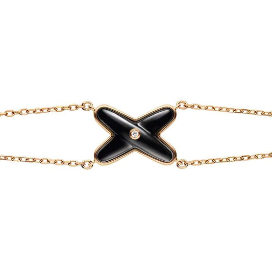[⭐Haelin Jewelry]JEUX BRACELET ONYX PINK GOLD 1 DIAMOND