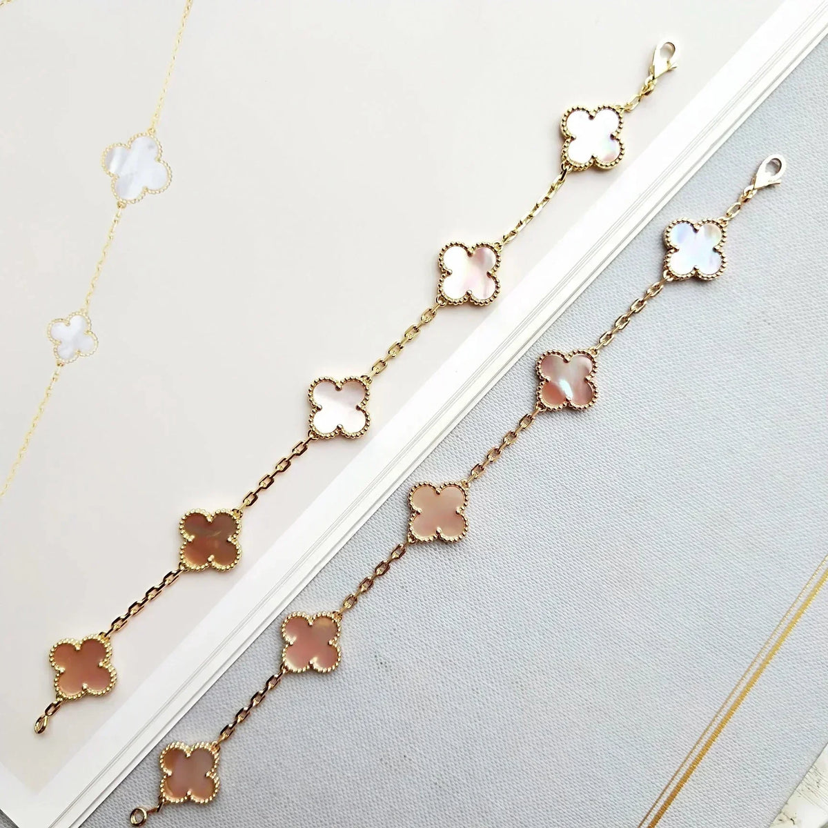 [⭐Haelin Jewelry] CLOVER 5 MOTIFS  PINK MOP BRACELET COLLECTION