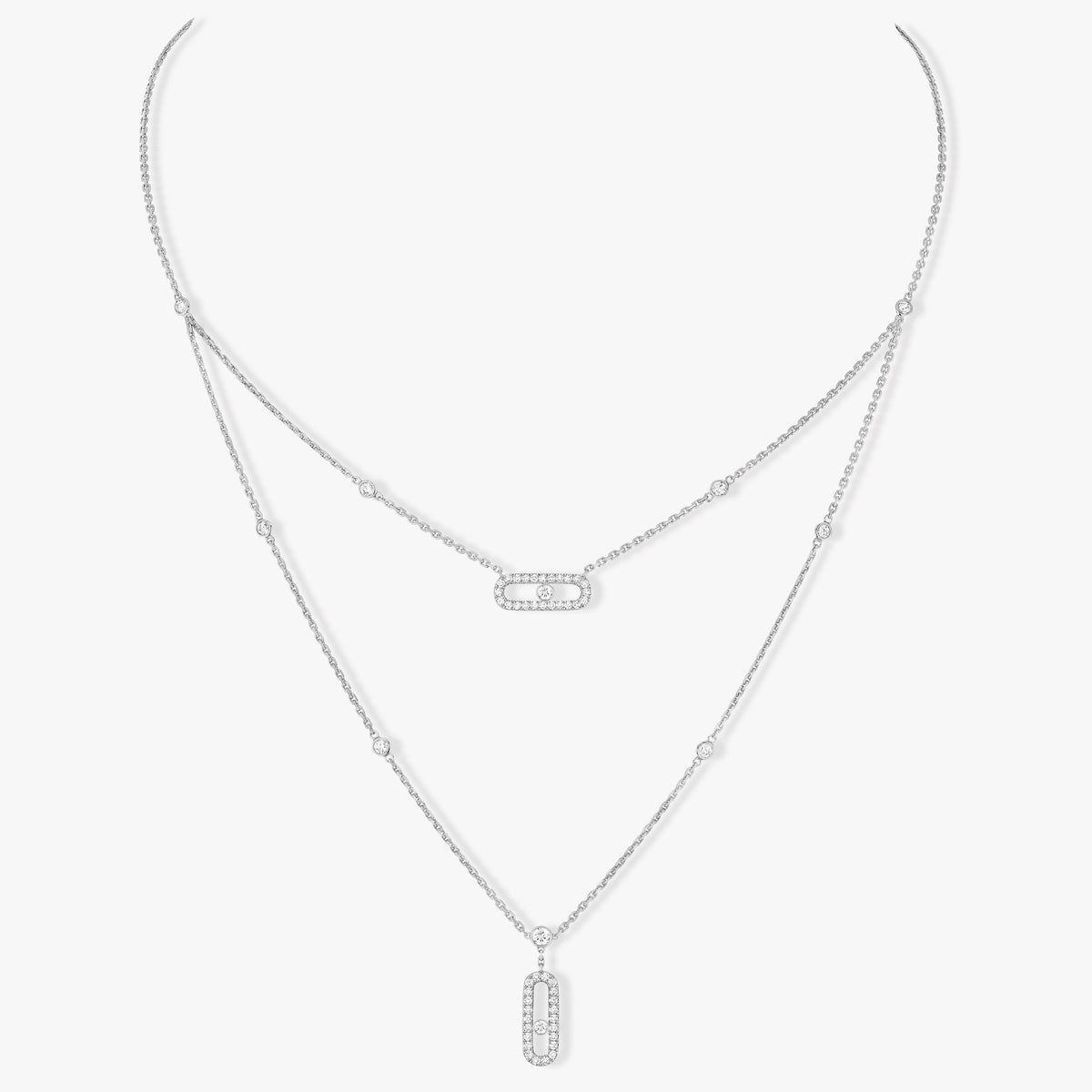 [⭐Haelin Jewelry]MOVE 2 ROW DIAMOND NECKLACE