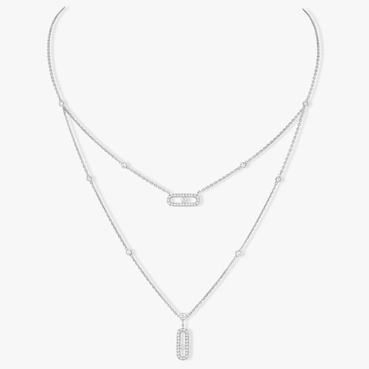 [⭐Haelin Jewelry]MOVE 2 ROW DIAMOND NECKLACE