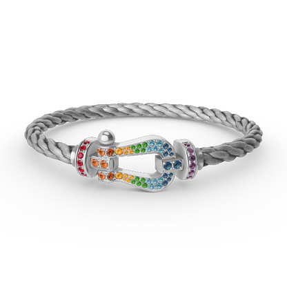 [⭐Haelin Jewelry]FORC LARGE HORSESHOE  COLORED DIAMOND BRACELET SILVER