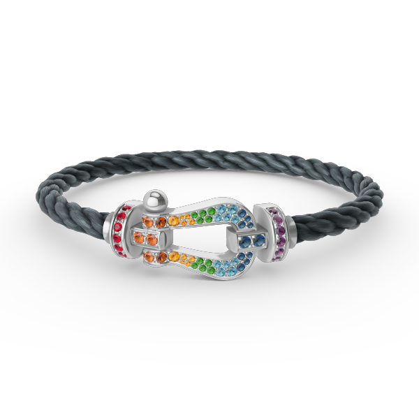 [⭐Haelin Jewelry]FORC LARGE HORSESHOE  COLORED DIAMOND BRACELET SILVER