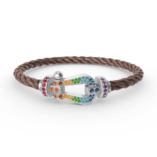 [⭐Haelin Jewelry]FORC LARGE HORSESHOE  COLORED DIAMOND BRACELET SILVER